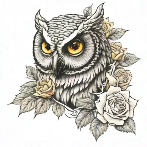 Yellow and pink roses, greek gladiators, an owl tattoo design idea