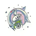 aliens bunny motorcycle crypto tattoo design idea