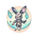 aliens bunny motorcycle crypto tattoo design idea