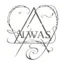 Word "Always" with Harry Potter font and letter A as Deathly Hallows sign tattoo design idea