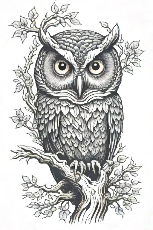 tree owl   tattoo design idea