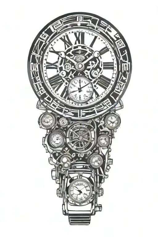 clocks gear and mini cooper car speeding tattoo design idea