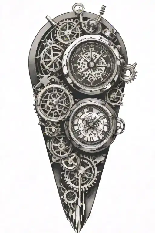 clocks gear and mini cooper tattoo design idea