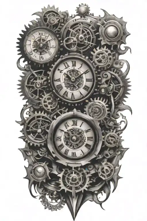 clocks gear tattoo design idea