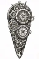 clocks gear and mini cooper tattoo design idea