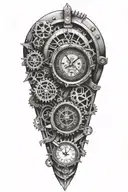clocks gear and mini cooper tattoo design idea