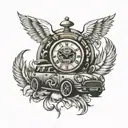 clocks mini cooper wolf tattoo design idea