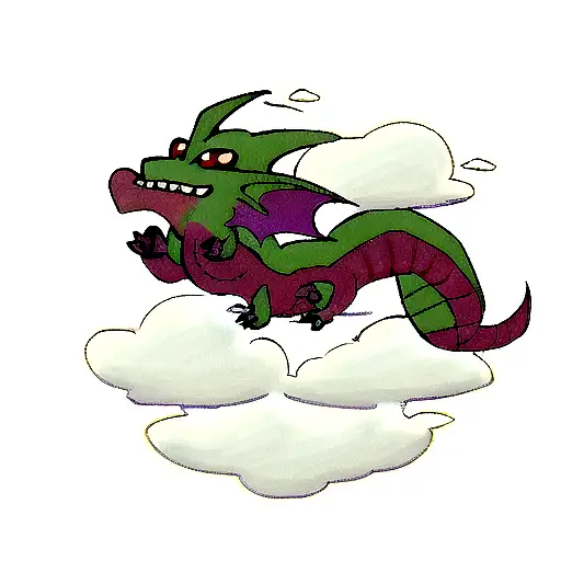 evil dragon in the clouds tattoo design idea