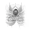 men’s  side rib cage tattoo of multiple small little birds, including initials m,m,c,m,m tattoo design idea