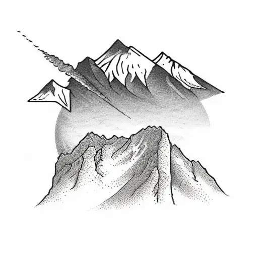 The centerpiece of the tattoo design is a detailed illustration of the majestic Kilimanjaro peak, capturing its distinct tattoo design idea