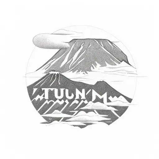 mount kilimanjaro also some Tanzanian nature motives and somewhere text "ти можеш" tattoo design idea