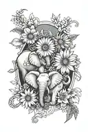 gerber daisy with elephants and libra symbol tattoo design idea