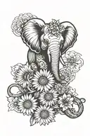gerber daisy with elephants and libra symbol tattoo design idea