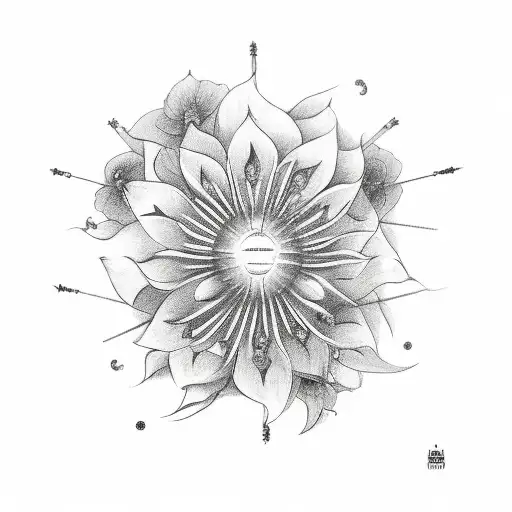 lalitha Devi with four hands with a sugarcane bow on one hand and flower arrow on other hand tattoo design idea