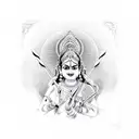 lalitha Devi with four hands with a sugarcane bow on one hand and flower arrow on other hand tattoo design idea