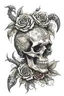 skull, roses, scorpion tattoo design idea