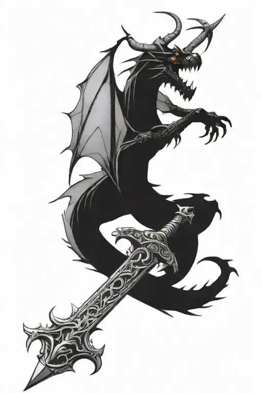 dragon wrapped around a sword  tattoo design idea