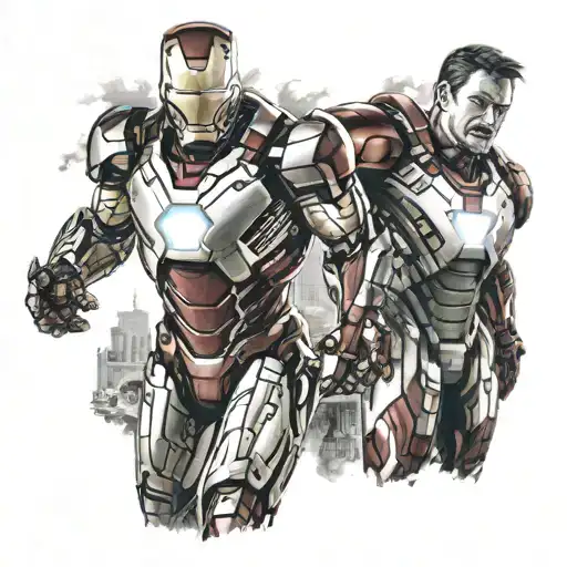 scene when ironman snap tattoo design idea