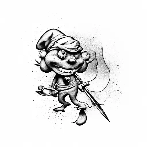 dead smurf tattoo design idea