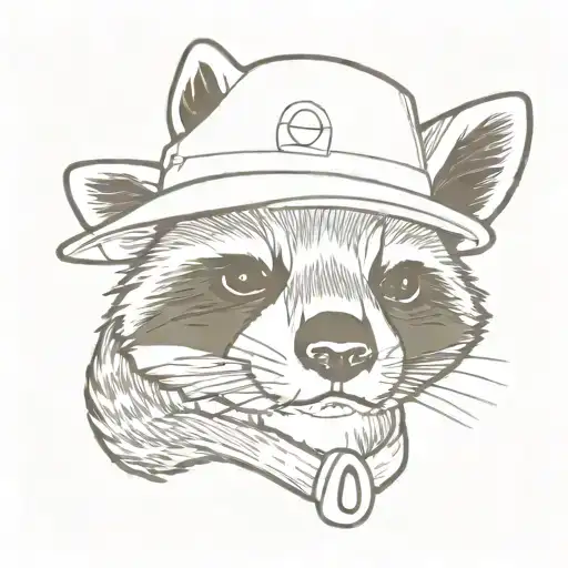 raccoon with a propeller hat  tattoo design idea