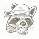 raccoon with a propeller hat  tattoo design idea