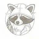 raccoon with a propeller hat  tattoo design idea