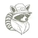 raccoon with a propeller hat  tattoo design idea