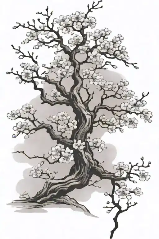 Japanese cherry blossom tree tattoo design idea