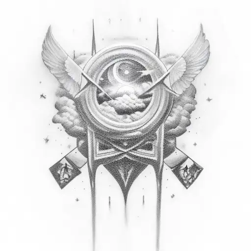 clouds with gratitude tattoo design idea