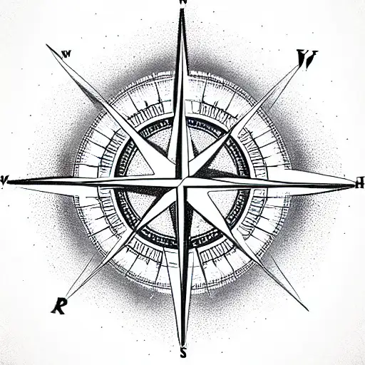 Compass tattoo design idea