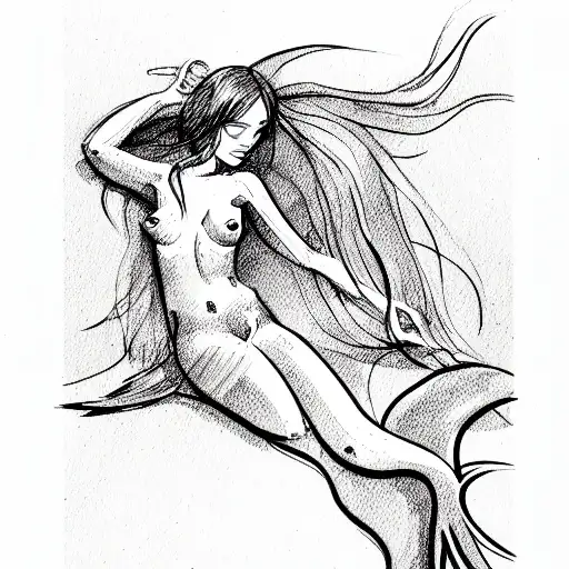nude mermaid tattoo design idea