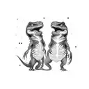 raptor and t-Rex that are high fiving each other tattoo design idea