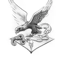 Harry potter deathly hallow with snake and eagle tattoo design idea