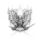 Harry potter deathly hallow with snake and eagle tattoo design idea