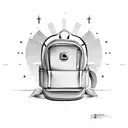 backpack, car wheels tattoo design idea