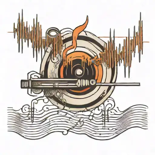 audio waveform with vinyl  tattoo design idea