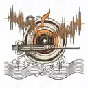 audio waveform with vinyl  tattoo design idea