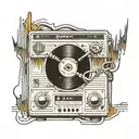 audio waveform with vinyl  tattoo design idea