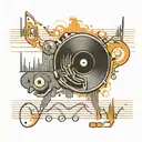 audio waveform with vinyl  tattoo design idea