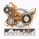 audio waveform with vinyl  tattoo design idea