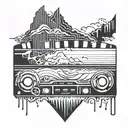 waveform with vinyl  tattoo design idea