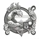 waveform with vinyl  tattoo design idea