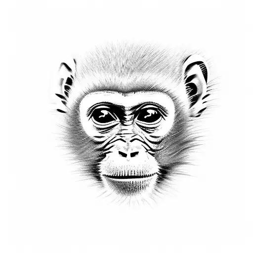 A black and grey baby monkey swinging from a calculator tattoo design idea