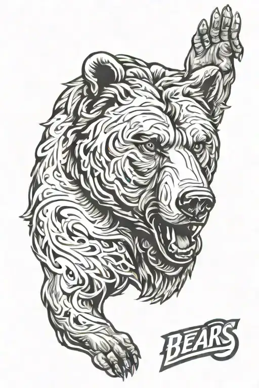 Chicago bears logo on a bears body tattoo design idea