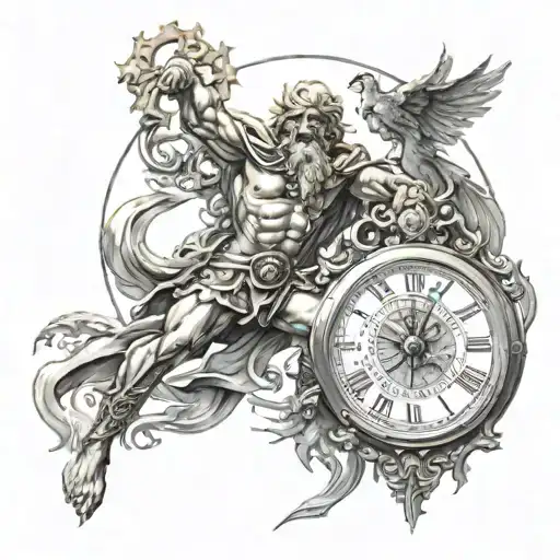 Chronos the god of time fighting zues tattoo design idea