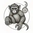 A dotwork mandala design featuring a monkey in the center tattoo design idea