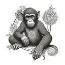 A dotwork mandala design featuring a monkey in the center tattoo design idea