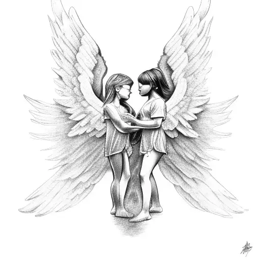 2 angels fighting  tattoo design idea