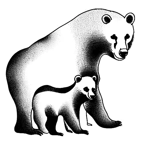 mama bear and 3 cubs tattoo design idea