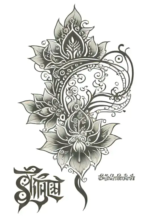 sanskrit shloka with artwork tattoo design idea
